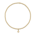 Classic 2mm Gold Bracelet - Signature Cross Small Gold Charm