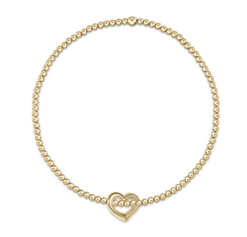 Classic Gold Love Charm 2.5mm Bead Bracelet