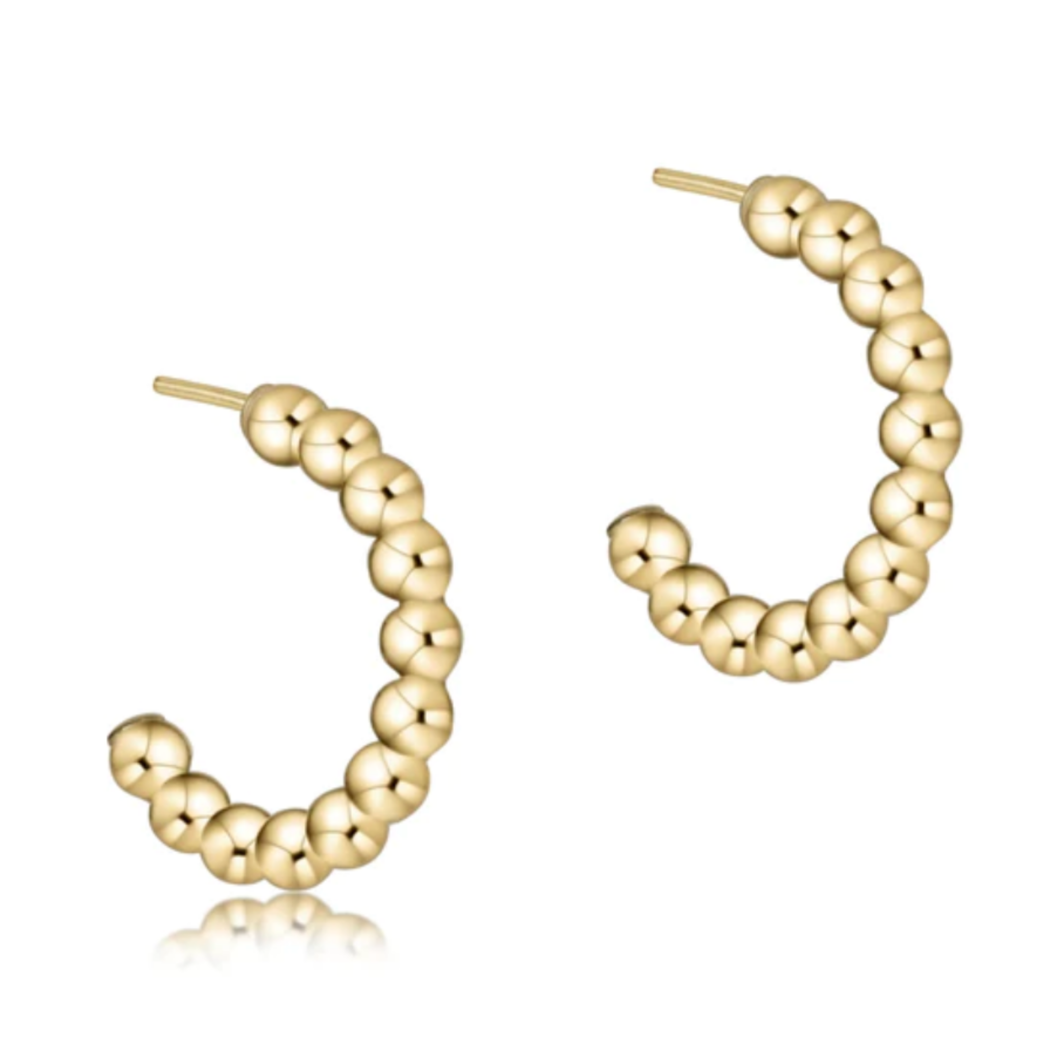 Beaded Classic 1" Post Hoop - 3mm Gold