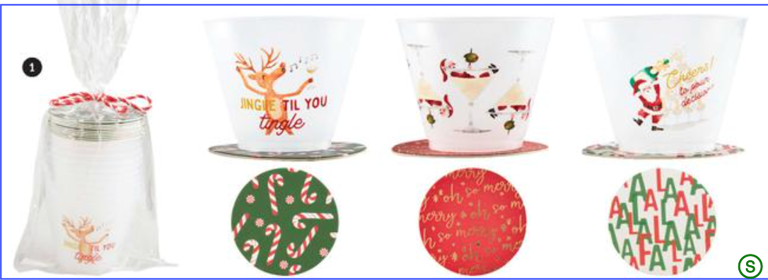 Christmas Wine Party Cup & Coaster Sets