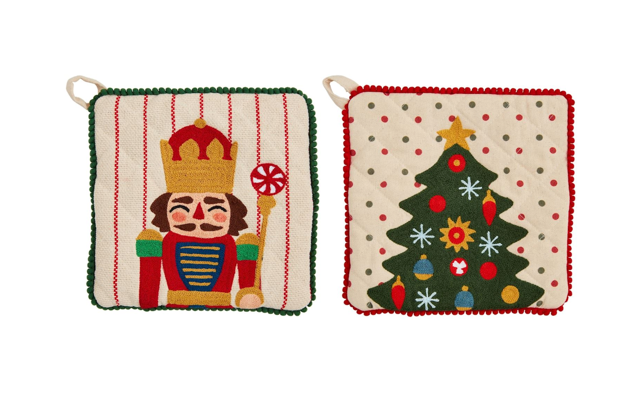 Christmas Embroidered Pot Holders