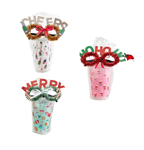 Holiday Party Cup Set with Glasses