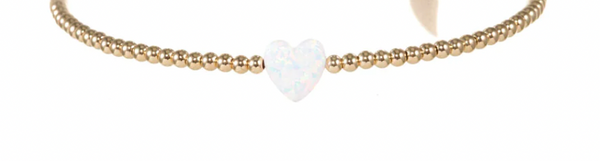 Opal Heart Gold Bead Bracelet