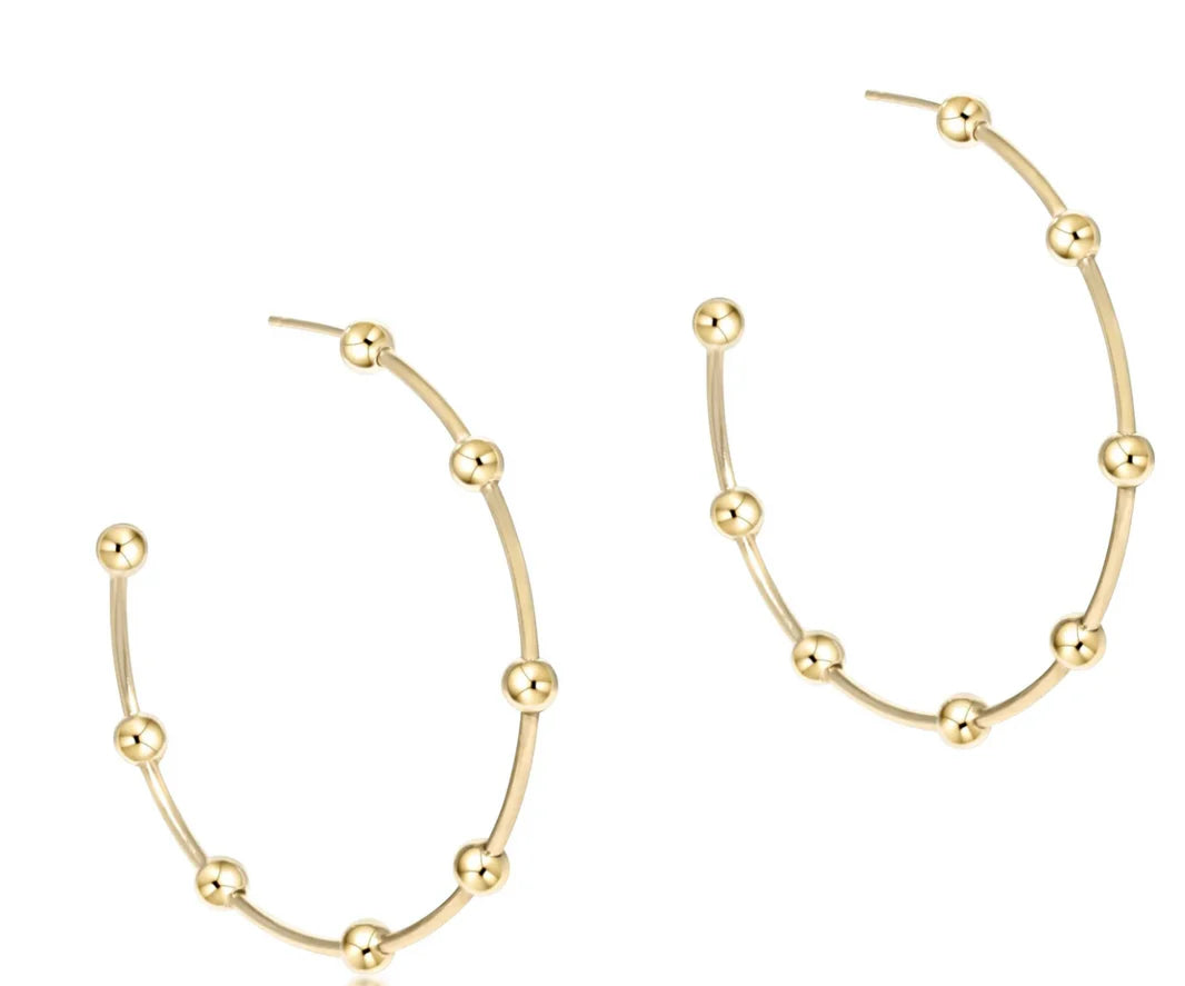 Beaded Simplicity 1.5" Post Hoop- 4mm Gold