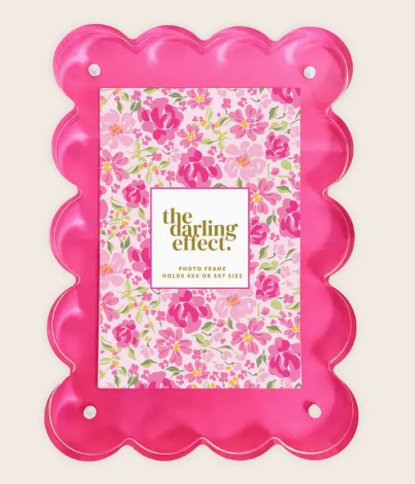 Rectangle Scalloped Acrylic Frame-Hot Pink