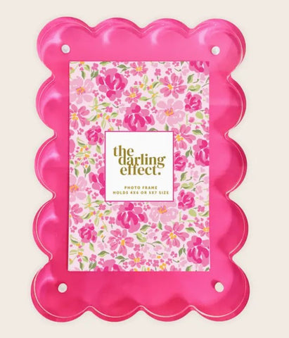 Rectangle Scalloped Acrylic Frame-Hot Pink