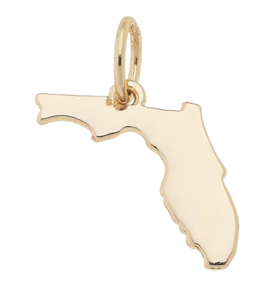 Florida Shaped State Charm in Shiny Gold