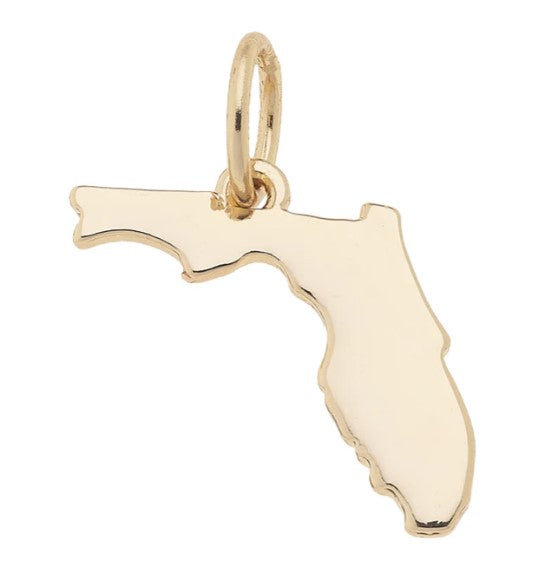 Florida Shaped State Charm in Shiny Gold