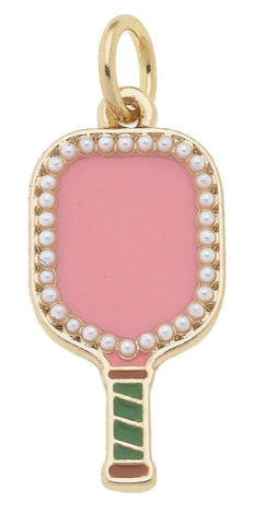 Pearl Studded Pickleball Paddle Charm