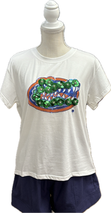 Florida Gator Mascot Sequin Flower Tee