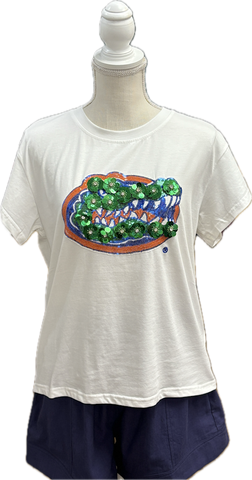 Florida Gator Mascot Sequin Flower Tee