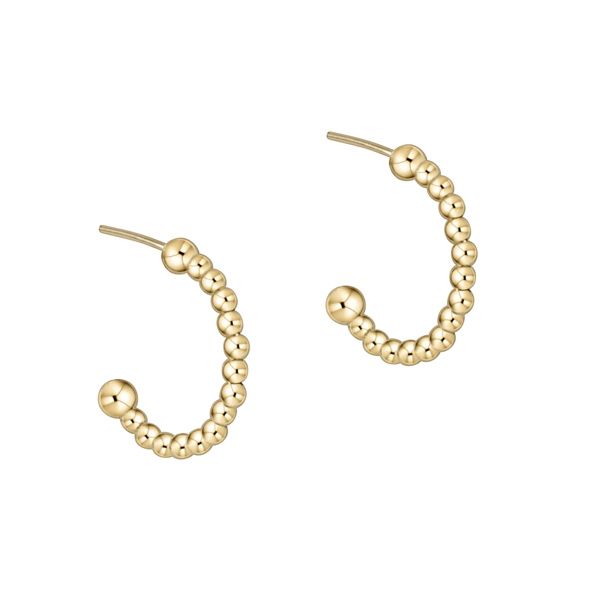 Beaded Classic 1" Post Hoop- 2mm Gold