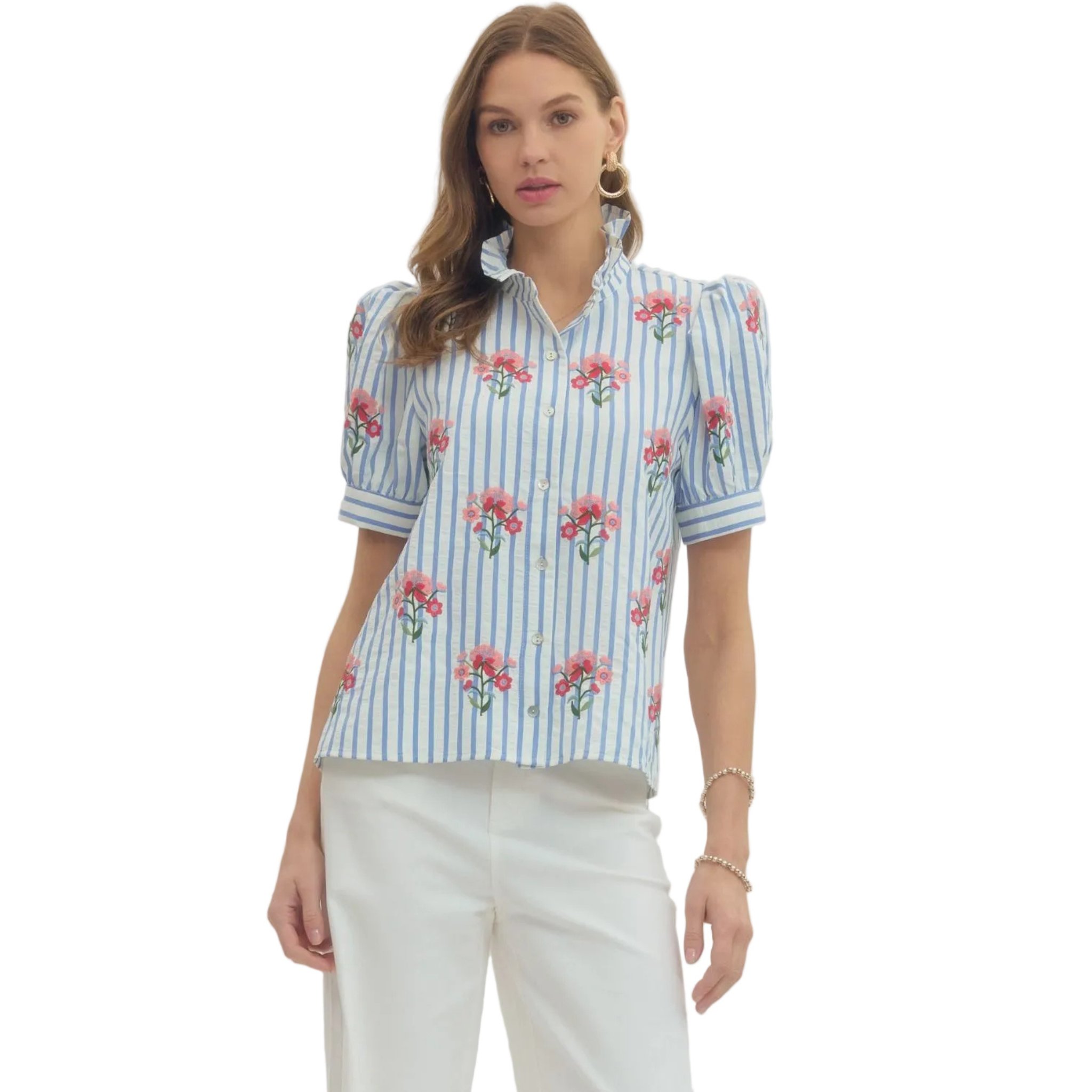 Brecken Floral Blue Top