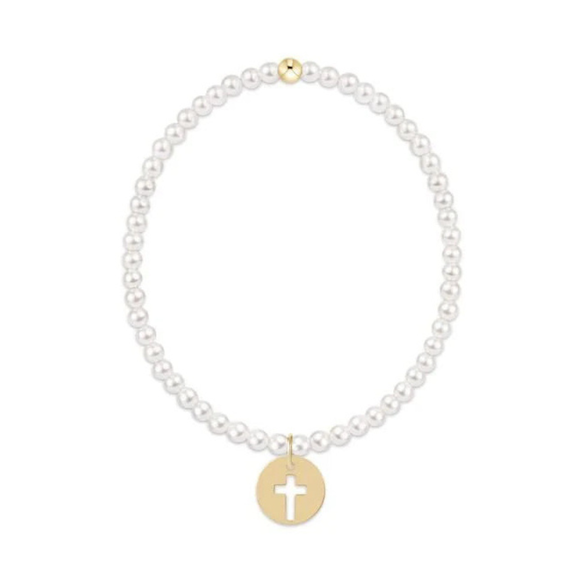 Egirl Classic Pearl 3mm Blessed Gold Disc Bracelet