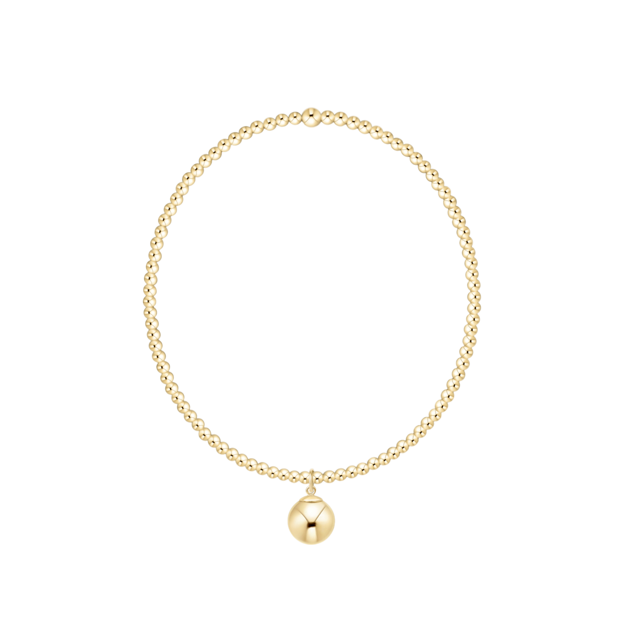 Classic Gold 2mm Bracelet - Gold 8mm Charm