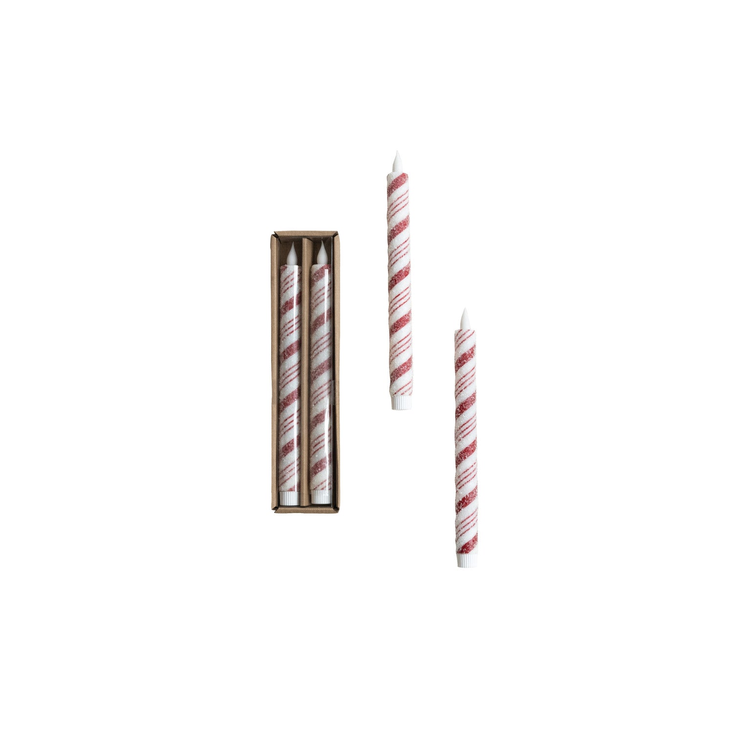 Candy Cane Stripe LED Taper Candles