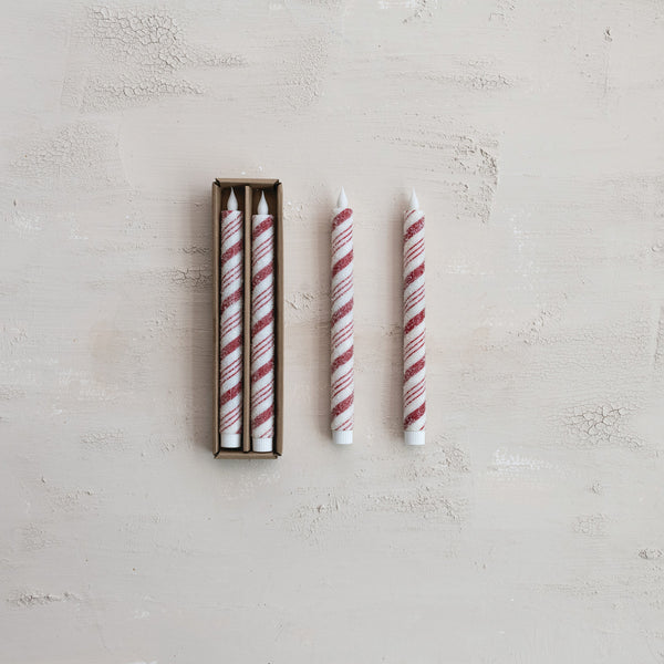 Candy Cane Stripe LED Taper Candles