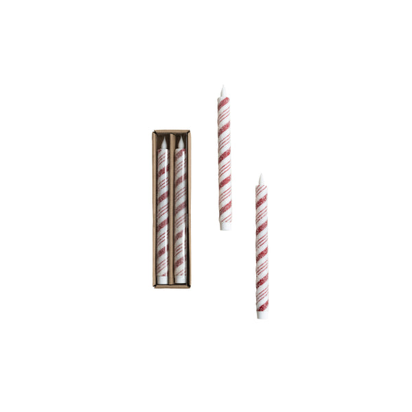 Candy Cane Stripe LED Taper Candles