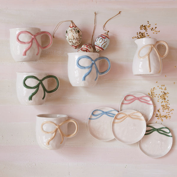 Stoneware Bow Mugs