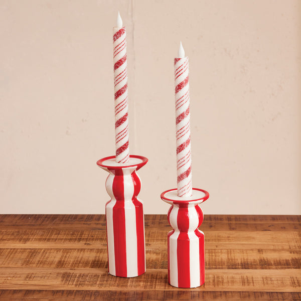 Candy Cane Stripe LED Taper Candles
