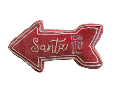 Santa Stop Here Arrow Pillow