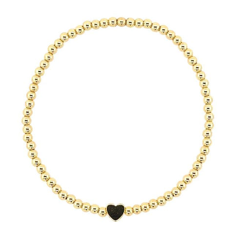 Gold Heart Gold Bead Bracelet
