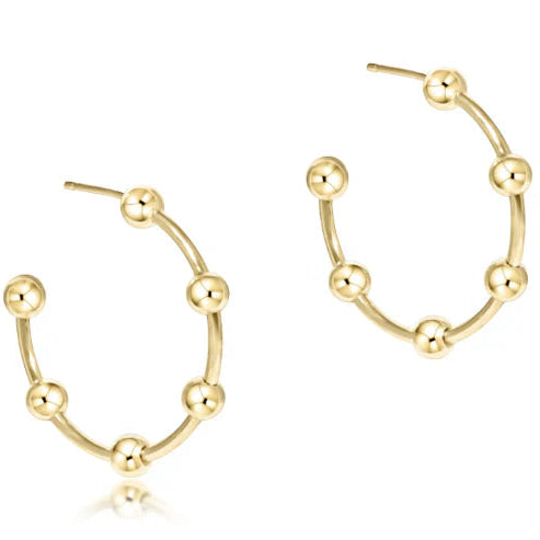 Beaded Simplicity 1" Post Hoop- 4mm Gold