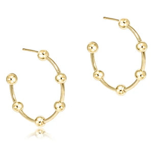 Beaded Simplicity 1" Post Hoop- 4mm Gold