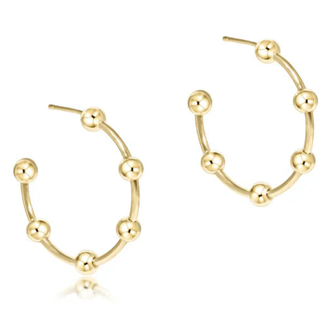 Beaded Simplicity 1" Post Hoop- 4mm Gold