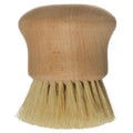 A small round brush made with beech wood handle and natural bristles