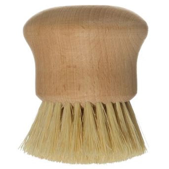 A small round brush made with beech wood handle and natural bristles