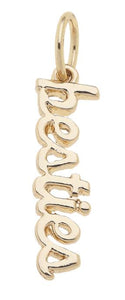 Besties Cursive Script Charm in Shiny Gold
