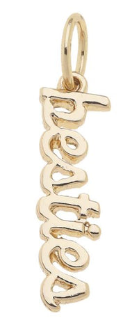 Besties Cursive Script Charm in Shiny Gold
