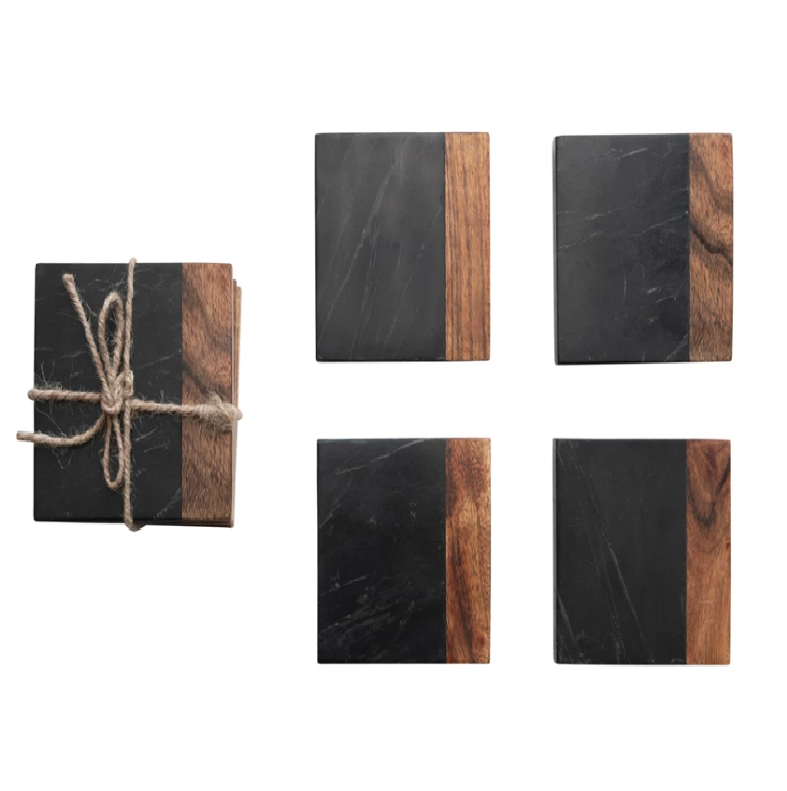 Marble Black Coasters