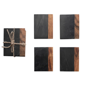 Marble Black Coasters