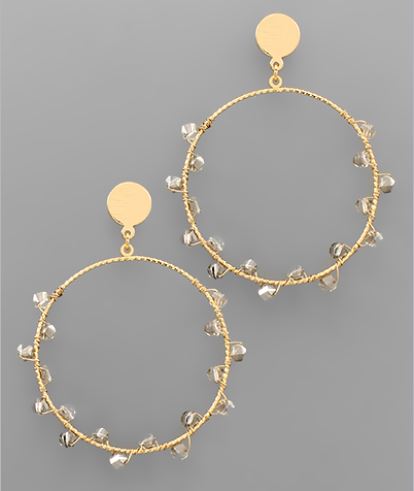 Black Diamond Bead Circle Earrings
