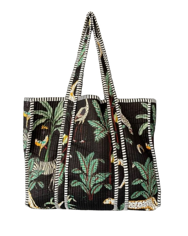 Black Jungle Quilted Tote