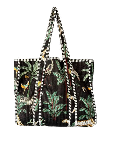 Black Jungle Quilted Tote