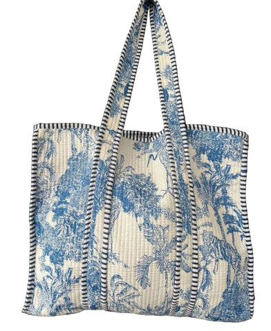 Blue Jungle Quilted Tote