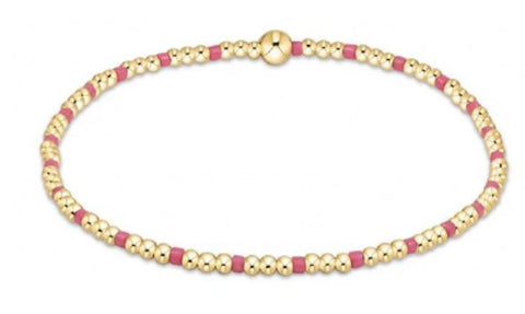 Hope Sincerity Pattern 2mm Bead Bracelet - Bright Pink