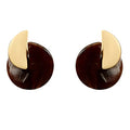 Brown Gold Disc Earrings