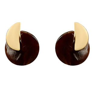 Brown Gold Disc Earrings