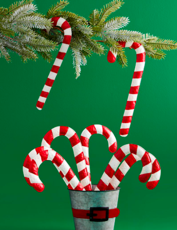 CANDY CANE ORNAMENT BUCKET SET