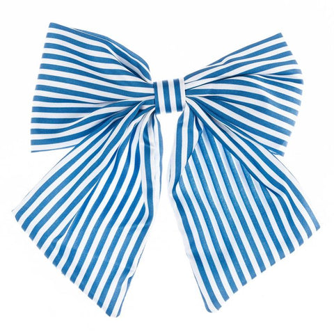Carly Hair Bow Blue & White