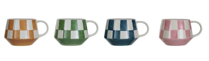 Checkered Stoneware Mug