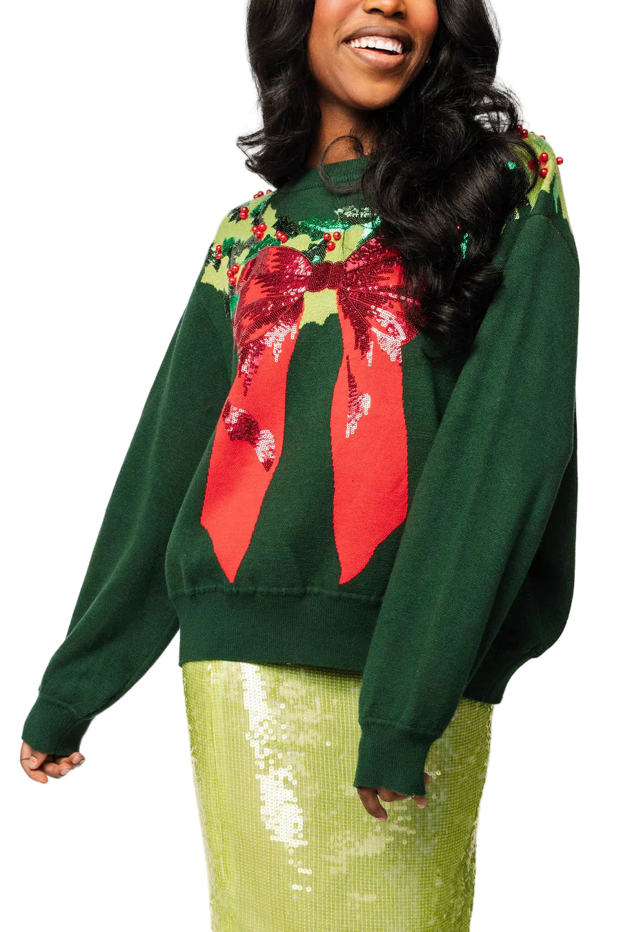 Wreath Around Sweater Green and Red