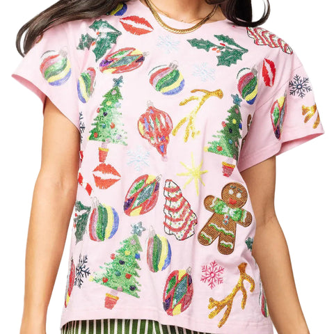 Light Pink Christmas Icons Tee