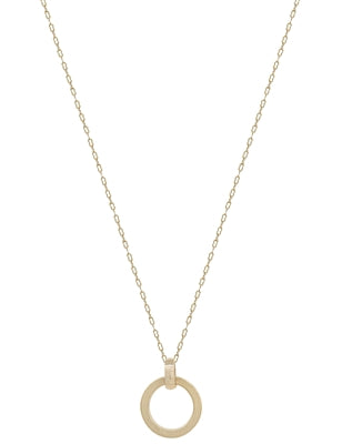 Matte Gold Open Circle Small Charm 16"-18" Necklace