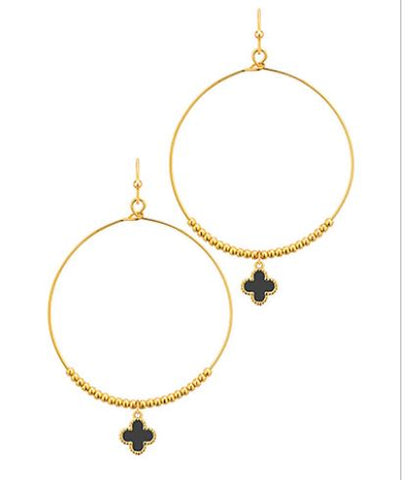 Clover Gold Circle Earrings