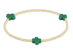 Emerald Signature Cross 2mm Bead Bracelet